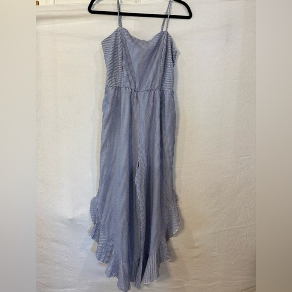 Purple Snow Spaghetti Strap Striped Jumpsuit Size Large